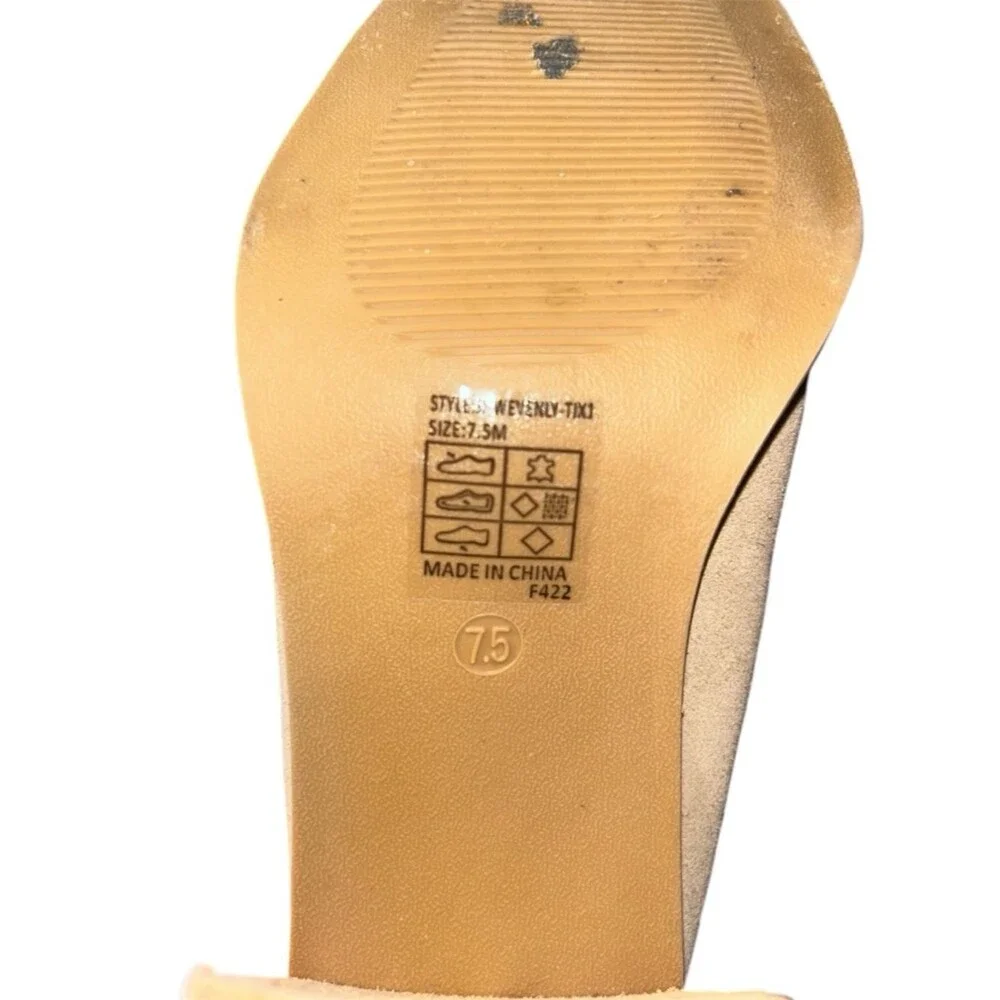 Joie Women’s 7.5 Wevenly Tan Beige Suede Leather Slip On Stretch Block Heel